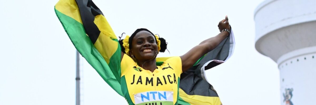 Kerrica Hill celebrates back to back World U20 sprint hurdles titles