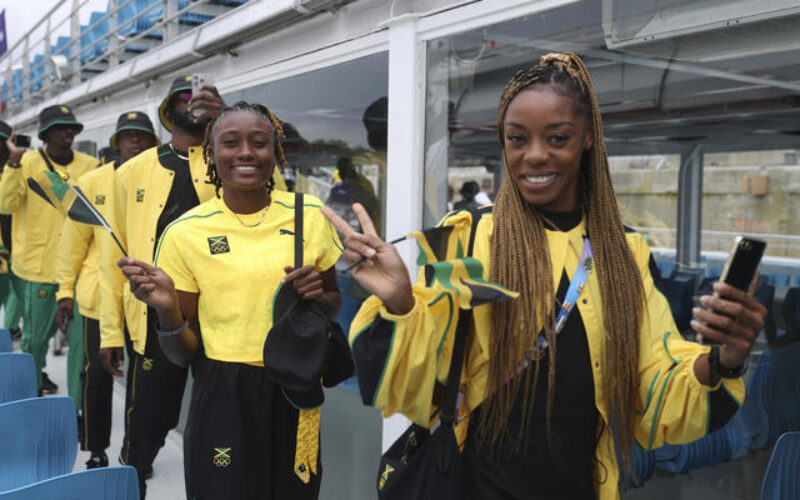 Jamaica’s delegation among the paraders along the river sen at Olympic Games Opening