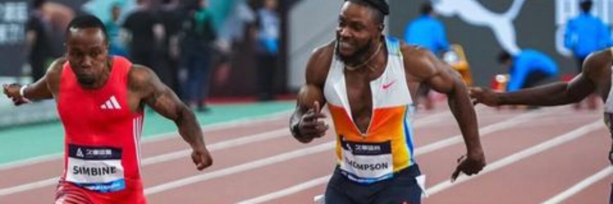Kishane Thompson second place finisher in men’s 100 metres in Shanghai