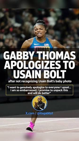 Gabby Thomas apologises for not recognizing Usain Bolt in baby photo