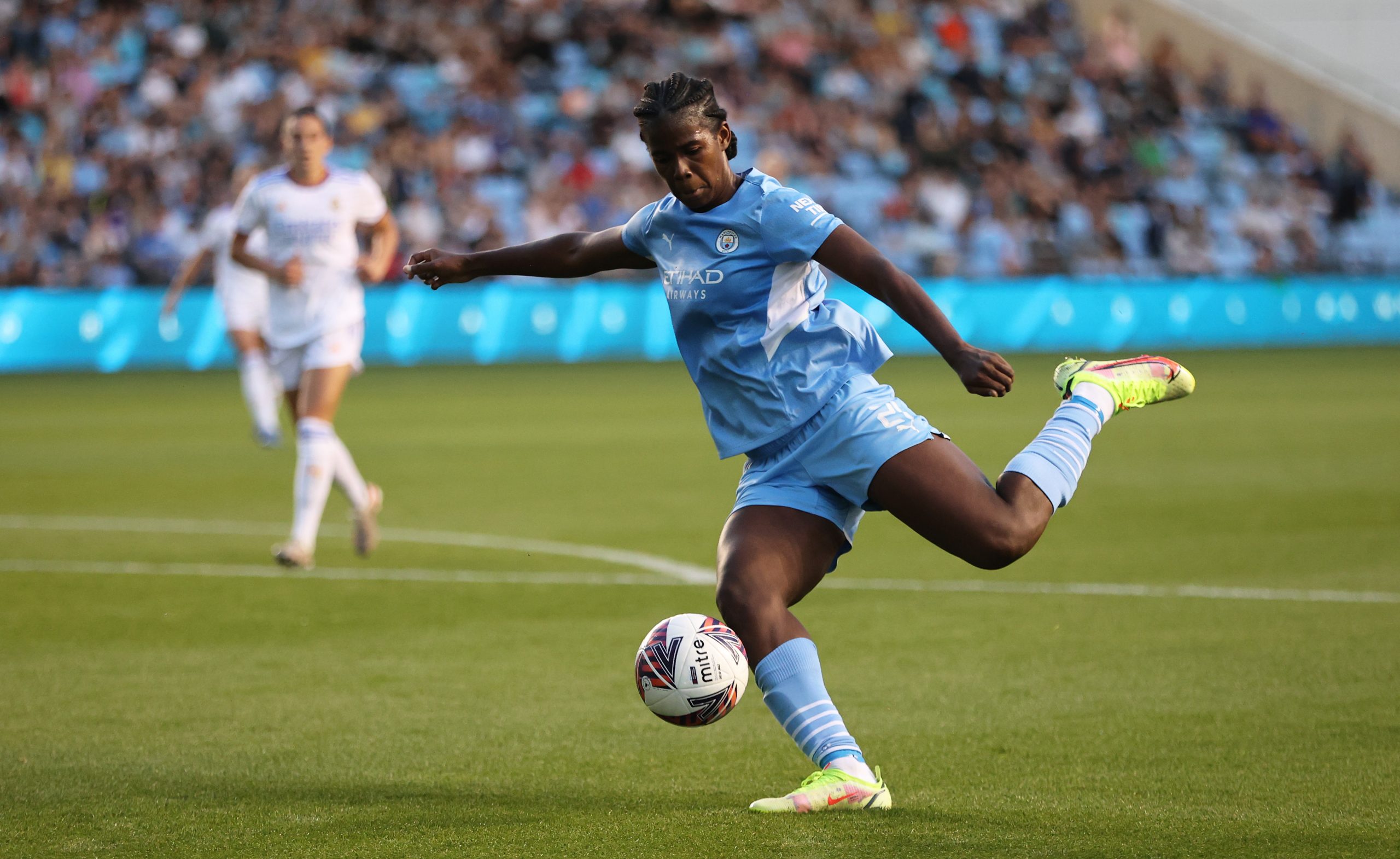 Khadija “bunny” Shaw scores on her 100th Women’s Super League (WSL) appearance