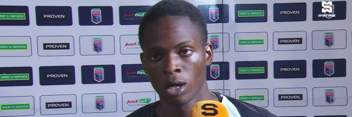 Reggae  Boy  Dwayne “Busy” Atkinson  still  celebrating  his  first  international  goal