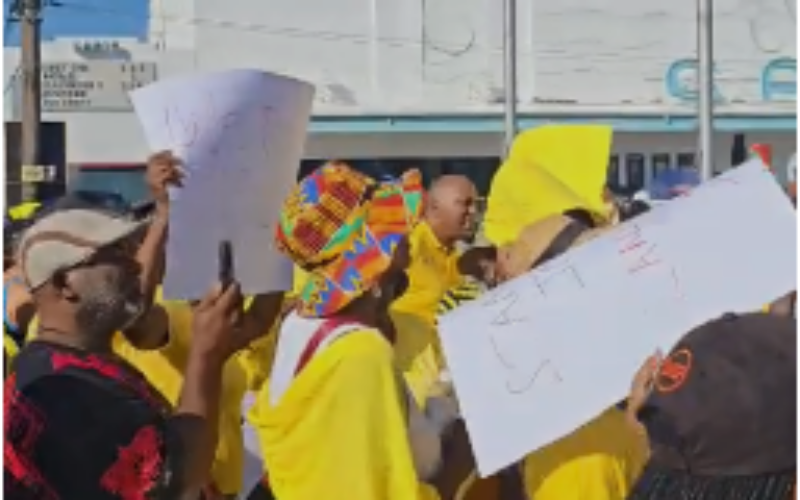 Protesters rally at Cross Roads to voice discontent with Holness administration