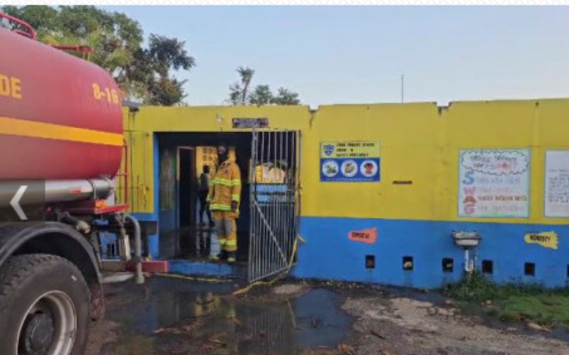 Fire damaged sections of Leeds Primary in St.Elizabeth, loss estimated at $50M