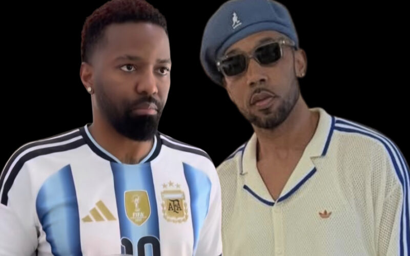 Dancehall stars Baby Cham and Konshens celebrate Argentina’s win over Austria