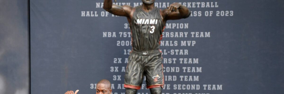 Three time NBA champion Dwyane Wayde honoured by the Miami Heat with a statue 