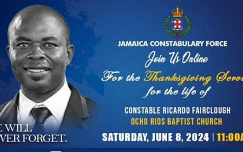 Funeral service for slain Police Constable Ricardo Fairclough being held today 