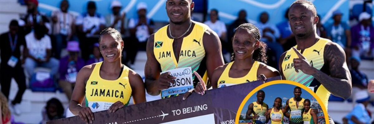 The Jamaican local based delegation heading home from World  Relays in  Gaborone , Botswana