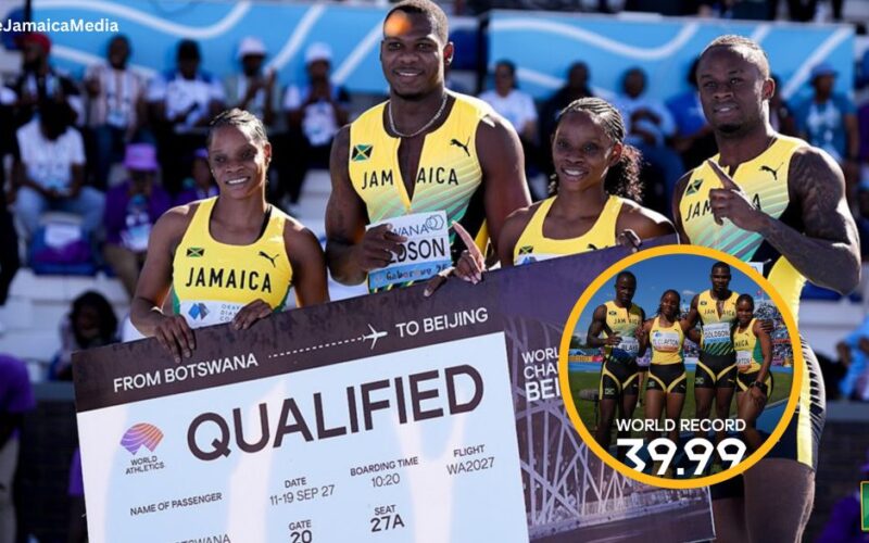 The Jamaican local based delegation heading home from World  Relays in  Gaborone , Botswana