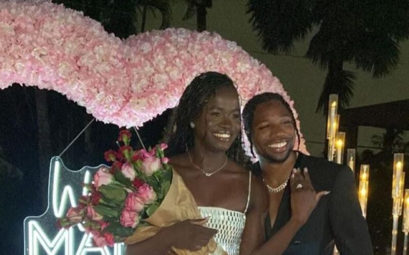 Spice and Cecile congratulate Junelle Bromfield and Noah Lyles on engagement