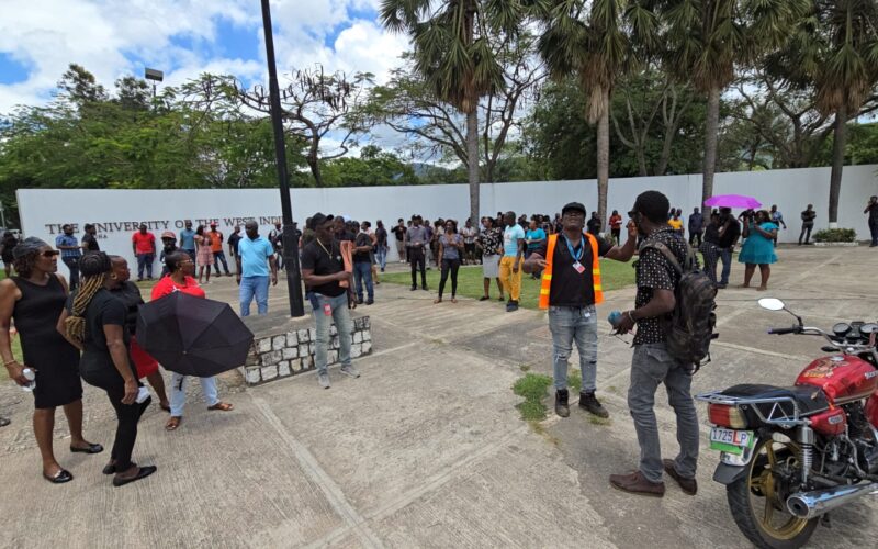UWI staff protest over outstanding monies, University says it awaiting the Finance Ministry’s recommendations regarding compensation