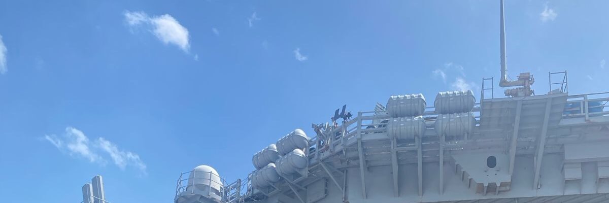 United States navy aircraft carrier USS Nimitz is in Jamaica on the final leg of a goodwill deployment