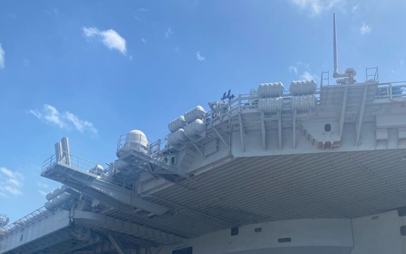 United States navy aircraft carrier USS Nimitz is in Jamaica on the final leg of a goodwill deployment