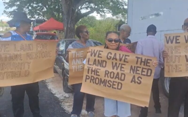 Upset Green Acres residents stage protest over lack of repair to roadway  