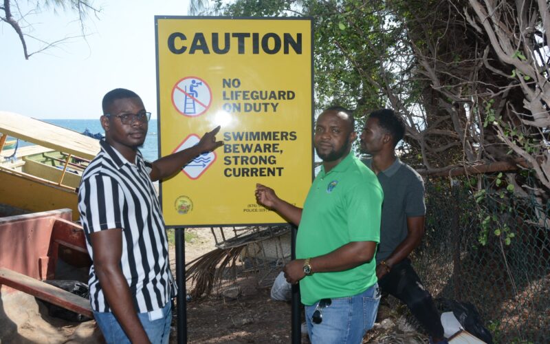 Warning signs erected at Treasure Beach in St Elizabeth to enhance safety following recent drownings at the location