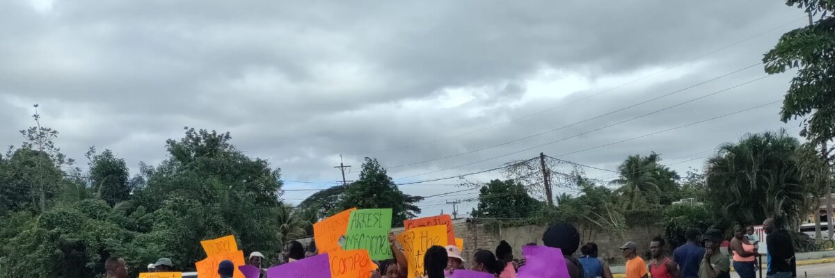 Residents of Bog Walk stage protest calling for compensation for recent oil spills in the Rio Cobre