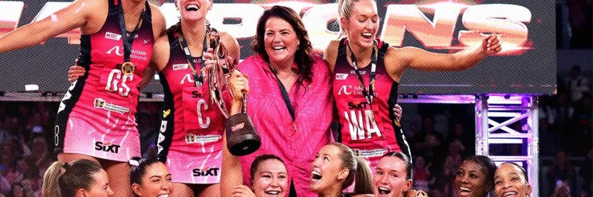 Shamera Sterling-Humphrey and Latanya Wilson celebrates Suncorp Super Netball League title